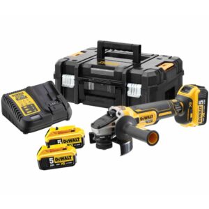 Аккумуляторная угловая шлифмашина DEWALT DCG405P3, 18 В, 125 мм, 9000 об/мин, с 3 АКБ 5 Ач и ЗУ, в кейсе TSTAK (DCG405P3-QW), арт. DCG405P3-QW