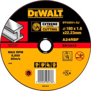 Круг отрезной по металлу EXTREME 180x22.2x1.6мм тип 1 DEWALT DT43501, арт. DT43501-XJ