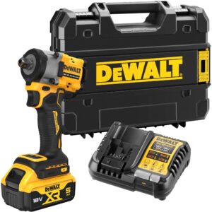 Аккумуляторный гайковерт DEWALT DCF922P1T, 18 В, 610 Нм, 3550 уд/мин, с АКБ 5 Ач и ЗУ, в кейсе TSTAK (DCF922P1NT-XJ), арт. DCF922P1NT-XJ