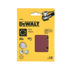 Шлифлисты перфорированные DEWALT DT3022, 115 x 115 мм, 80G, 10 шт., арт. DT3022-QZ
