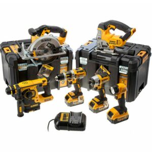 Набор инструментов DEWALT: шуруповерт, гайковерт, перфоратор, пила, лобзик, фонарь, 3 Акб, ЗУ, 2 кейса TSTAK, арт. DCK699M3T