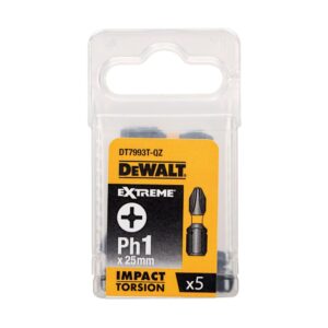 Биты ударные DEWALT IMPACT DT7993T, Torsion Ph1, 25 мм, 5 шт., арт. DT7993T-QZ