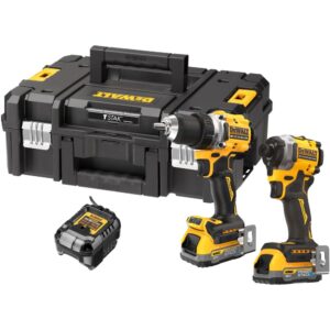 Аккумуляторный набор DEWALT DCK2051E2T, 18 В: дрель-шуруповерт DCD800 + шуруповерт DCF850, с 2 АКБ 1.7 Ач и ЗУ, в кейсе TSTAK, арт. DCK2051E2T-QW