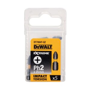 Биты ударные DEWALT IMPACT DT7994T, Torsion Ph2, 25 мм, 5 шт., арт. DT7994T-QZ