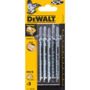 Пилка для лобзика DEWALT EXTREME PRECISION CUT DT2211, по дереву из высокоуглеродистой стали, HCS, 100 x 75 x 3.1 x 60 мм, T111C, 5 шт., арт. DT2211-QZ