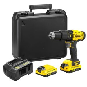 Аккумуляторная ударная дрель STANLEY FATMAX V20, 18 В, 50 Нм, 1500 об/мин, 25500 уд/мин, с 2 АКБ 1.5 АЧ и ЗУ, в кейсе, SFMCD711C2K, арт. SFMCD711C2K-QW