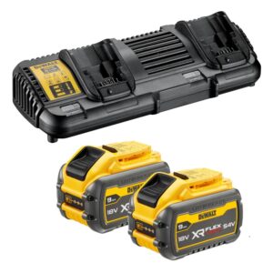 Набор DEWALT: 2 АКБ DCB547, Li-Ion, 18/54 В, 9/3 Ач и двойное зарядное устройство DCB132, 12/14.4/18/54 В, 2x4 А, арт. DCB132X2