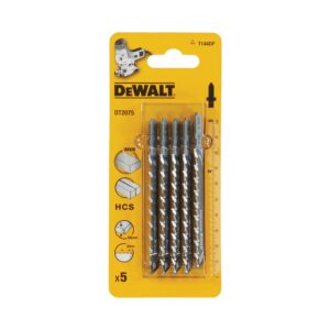 Пилка для лобзика DEWALT DT2075, по дереву из высокоуглеродистой стали, HCS, 100 x 68 x 4.0 x 60 мм, T144DP, 5 шт., арт. DT2075-QZ