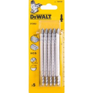 Пилка для лобзика DEWALT DT2052, по дереву из высокоуглеродистой стали, HCS, 116 x 87 x 3.0 x 65 мм, T301CD, 5 шт., арт. DT2052-QZ