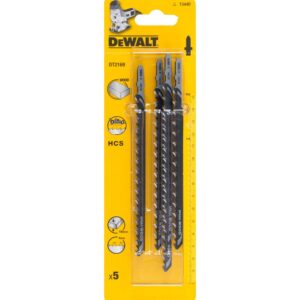 Пилка для лобзика DEWALT DT2169, по дереву из высокоуглеродистой стали, HCS, 152 x 116 x 4.0 x 100 мм, T344D, 5 шт., арт. DT2169-QZ