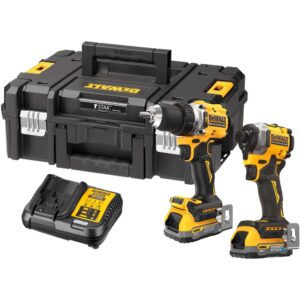 Аккумуляторный набор DEWALT DCK2050E2T, 18 В: дрель-шуруповерт DCD805 + шуруповерт DCF850, с 2 АКБ 1.7 Ач и ЗУ, в кейсе TSTAK, арт. DCK2050E2T-QW