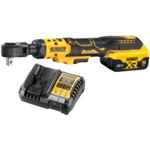 Аккумуляторный угловой гайковерт DEWALT DCF512P1, с трещоткой, 18 В, 95 Нм, 250 об/мин, с АКБ 5 Ач и ЗУ (DCF512P1N-XJ), арт. DCF512P1N-XJ