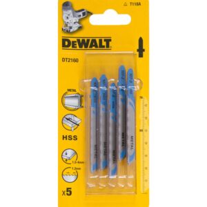 Пилка для лобзика DEWALT DT2160, по металлу HSS 76 x 50 x 1.2 x 4 мм, T118A, 5 шт., арт. DT2160-QZ