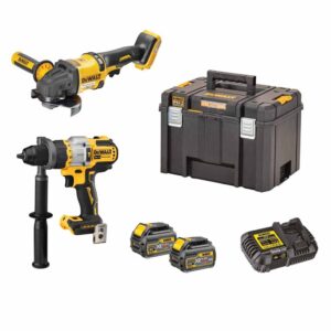 Набор DEWALT: аккумуляторная дрель-шуруповерт DCD999, 18 В и угловая шлифмашина DCG418, 54 В, c 2 АКБ 6 Ач и ЗУ, в кейсе TSTAK, DCK2016T2T, арт. DCK2016T2T-QW