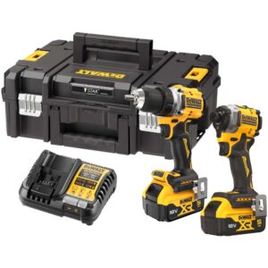 Аккумуляторный набор DEWALT DCK2051P2T, 18 В: дрель-шуруповерт DCD800 + шуруповерт DCF850, с 2 АКБ 5 Ач и ЗУ, в кейсе TSTAK, арт. DCK2051P2T-QW