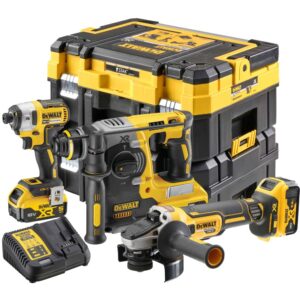 Аккумуляторный набор DEWALT DCK305P3T: шуруповерт DCF887 + перфоратор DCH273 + УШМ DCG405, с 3 АКБ 5 Ач и ЗУ, в 2 кейсах TSTAK, арт. DCK305P3T-QW
