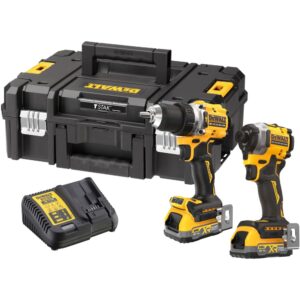 Аккумуляторный набор DEWALT DCK2050H2T, 18 В: дрель-шуруповерт DCD805 + шуруповерт DCF850, с 2 АКБ 5 Ач и ЗУ, в кейсе TSTAK, арт. DCK2050H2T-QW