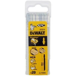 Пилка для лобзика по дереву DEWALT EXTREME PRECISION CUT DT2210, из высокоуглеродистой стали, HCS, 100 x 75 x 4.2 x 60 мм, T101D, 20 шт., арт. DT2210-QZ