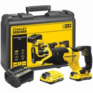 Аккумуляторная сабельная пила STANLEY FATMAX SFMCS300D2K, 18 В, 3000 ход/мин, 25.4 мм, с 2 АКБ 2 Ач и ЗУ, в кейсе (SFMCS300D2K-QW), арт. SFMCS300D2K-QW
