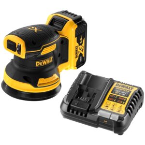 Аккумуляторная эксцентриковая шлифмашина DEWALT DCW210P1, 18 В, 125 мм, 12000 кол/мин, с АКБ 5 Ач и ЗУ, арт. DCW210P1N-XJ