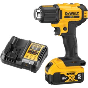 Аккумуляторный пистолет горячего воздуха DEWALT DCE530P1, 18 В, 530°С, 190 л/мин, с АКБ 5 Ач и ЗУ (DCE530P1N-XJ), арт. DCE530P1N-XJ