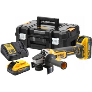 Аккумуляторная угловая шлифмашина DEWALT DCG405H2T, 18 В, 125 мм, 9000 об/мин, с 2 АКБ 5 Ач и ЗУ, в кейсе TSTAK (DCG405H2T-QW), арт. DCG405H2T-QW