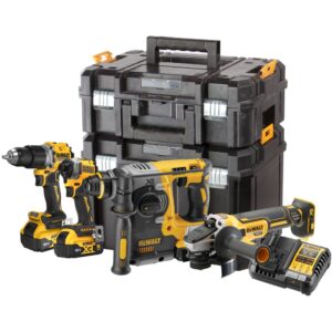 Аккумуляторный набор DEWALT DCK429P3T, 18 В: дрель + шуруповерт + перфоратор + УШМ, с 3 АКБ 5 Ач и ЗУ, в 2 кейсах TSTAK, арт. DCK429P3T-QW