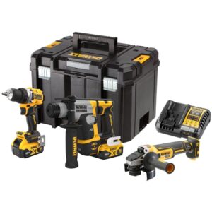 Аккумуляторный набор DEWALT DCK355P2T: дрель-шуруповерт DCD800 + перфоратор DCH172 + УШМ DCG405, 2 АКБ 5 Ач и ЗУ, в кейсе TSTAK, арт. DCK355P2T-QW
