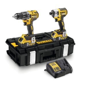 Аккумуляторный набор DEWALT, 18 В: ударная дрель-шуруповерт DCD796 + шуруповерт DCF887, 2 АКБ 5 Ач и ЗУ, в кейсе, арт. DCK266P2
