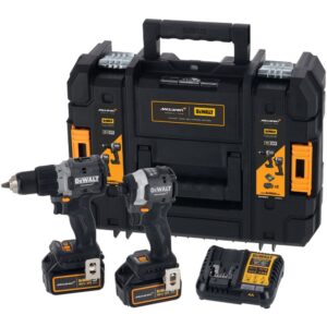 Аккумуляторный набор DEWALT McLaren Limited Edition DCK200MP2T: дрель-шуруповерт + шуруповерт, с 2 АКБ 5 Ач и ЗУ, в кейсе TSTAK, арт. DCK200MP2T-QW