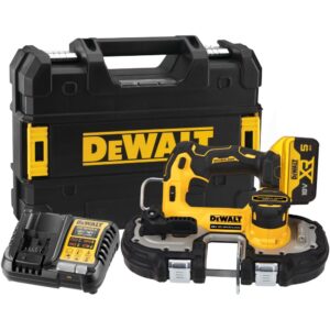 Аккумуляторная ручная ленточная пила DEWALT DCS377P1T, 18 В, 116 м/мин, с АКБ 5 Ач и ЗУ, в кейсе TSTAK (DCS377P1NT-XJ), арт. DCS377P1NT-XJ