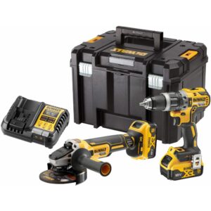 Аккумуляторный набор DEWALT DCK2080P2T, 18 В: дрель-шуруповерт DCD796 + УШМ DCG405, с 2 АКБ 5 Ач и ЗУ, в кейсе TSTAK, арт. DCK2080P2T-QW