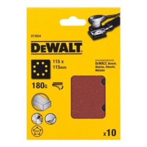Шлифлисты перфорированные DEWALT DT3024, 115 x 115 мм, 180G, 10 шт., арт. DT3024-QZ