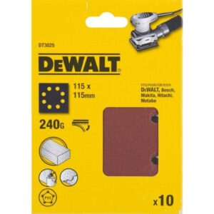 Шлифлисты перфорированные DEWALT DT3025, 115 x 115 мм, 240G, 10 шт., арт. DT3025-QZ
