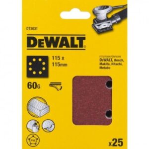 Шлифлисты перфорированные DEWALT DT3031, 115 x 115 мм, 60G, 25 шт., арт. DT3031-QZ