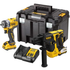 Аккумуляторный набор DEWALT DCK2101L2T, 12 В: дрель-шуруповерт DCD703 + перфоратор DCH072, с 2 АКБ 3 Ач и ЗУ, в кейсе TSTAK, арт. DCK2101L2T-QW