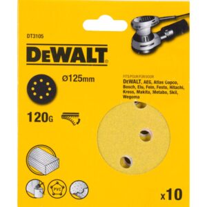 Шлифовальные круги DEWALT DT3105, 125 мм, 8 отверстий, 120G, 10 шт., арт. DT3105-QZ