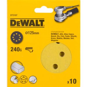 Шлифовальные круги DEWALT DT3107, 125 мм, 8 отверстий, 240G, 10 шт., арт. DT3107-QZ