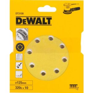 Шлифовальные круги DEWALT DT3108, 125 мм, 8 отверстий, 320G, 10 шт., арт. DT3108-QZ