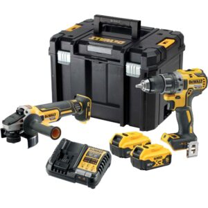 Аккумуляторный набор DEWALT DCK2020P2T: дрель-шуруповерт DCD791 + угловая шлифмашина DCG405, с 2 АКБ 5 Ач и ЗУ, в кейсе TSTAK, арт. DCK2020P2T-QW