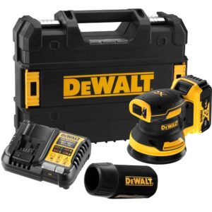 Аккумуляторная эксцентриковая шлифмашина DEWALT DCW210P1T, 18 В, 125 мм, 12000 кол/мин, с АКБ 5 Ач и ЗУ, в кейсе TSTAK, арт. DCW210P1NT-XJ