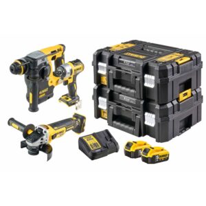 Набор электроинструмента DEWALT: перфоратор DCH273 + ударный шуруповерт DCF887 + УШМ DCG405, с 2 АКБ 5 Ач и ЗУ, в двух кейсах TSTAK, DCK305P2T, арт. DCK305P2T-QW