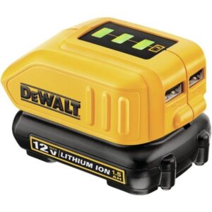 Зарядное устройство для мобильных устройств DEWALT, с 2 портами USB, 10.8-18 В, 1.5 А, DCB090, арт. DCB090-XJ
