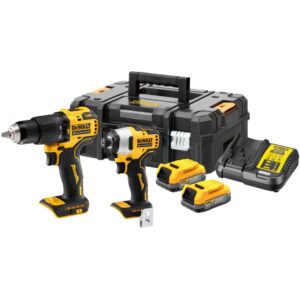Аккумуляторный набор DEWALT DCK2062E2T, 18 В: дрель-шуруповерт DCD709 + шуруповерт DCF809, с 2 АКБ 1.7 Ач и ЗУ, в кейсе TSTAK, арт. DCK2062E2T-QW