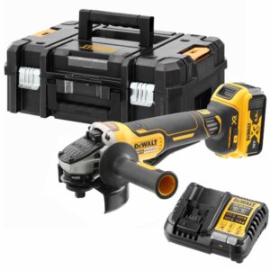 Аккумуляторная угловая шлифмашина DEWALT DCG406P1T, 18 В, 125 мм, 9000 об/мин, с АКБ 5 Ач и ЗУ, в кейсе TSTAK (DCG406P1NT-XJ), арт. DCG406P1NT-XJ