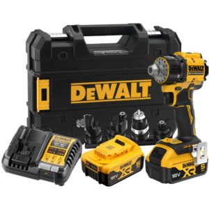 Аккумуляторная дрель-шуруповерт DEWALT DCD803P2T, 18 В, 1650 об/мин, с комплектом насадок, 2 АКБ 5 Ач и ЗУ, в кейсе TSTAK, арт. DCD803P2T-QW