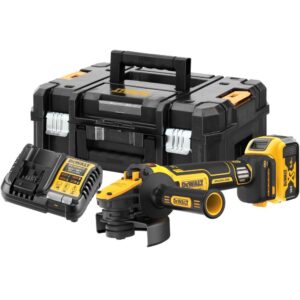 Аккумуляторная угловая шлифмашина DEWALT DCG409VSP1T, 18/54 В, 125 мм, 9000 об/мин, с АКБ 5 Ач и ЗУ, в кейсе TSTAK (DCG409VSP1NT-XJ), арт. DCG409VSP1NT-XJ