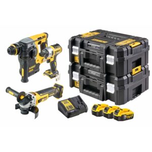 Набор электроинструмента DEWALT: перфоратор DCH273 + ударный шуруповерт DCF887 + УШМ DCG405, с 3 АКБ 5 Ач и ЗУ, в двух кейсах TSTAK, арт. DCK305P3T