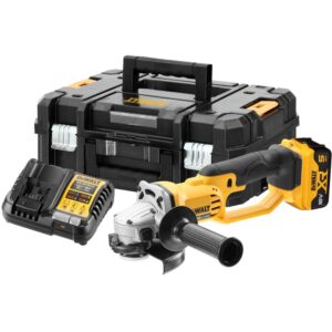 Аккумуляторная угловая шлифмашина DEWALT DCG412P1T, 18 В, 125 мм, 7000 об/мин, с АКБ 5 Ач и ЗУ, в кейсе TSTAK (DCG412P1NT-XJ), арт. DCG412P1NT-XJ