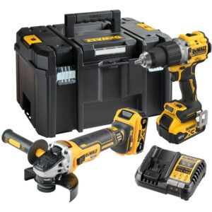 Аккумуляторный набор DEWALT DCK2026P2T, 18 В: дрель-шуруповерт DCD805 + УШМ DCG405, с 2 АКБ 5 Ач и ЗУ, в кейсе TSTAK, арт. DCK2026P2T-QW